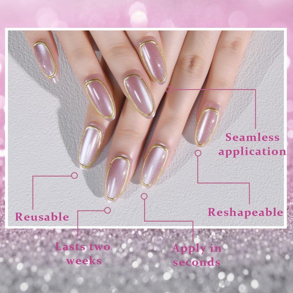 Amazon.com: XZMeiLun 3D Gold Line French Tips Press On Nails